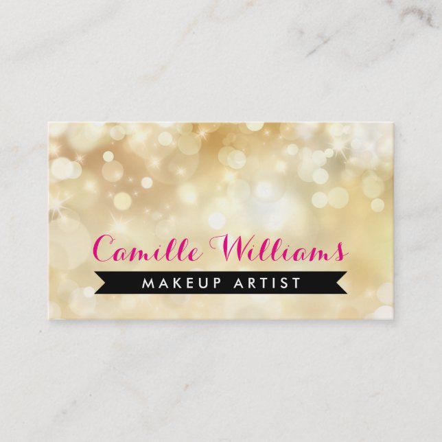 ELEGANT SPARKLY LIGHT whimsical pink gold bokeh Business Card (Front)
