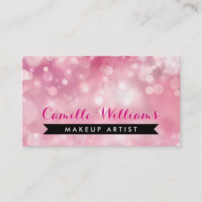 ELEGANT SPARKLY LIGHT whimsical pink red bokeh Business Card (Front)