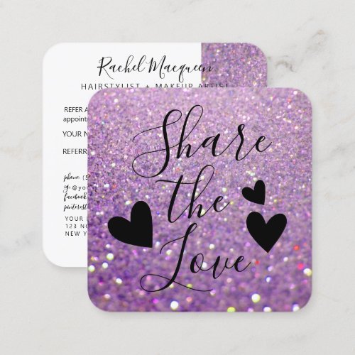 Elegant Sparkly Lilac Purple Glitter Referral Card