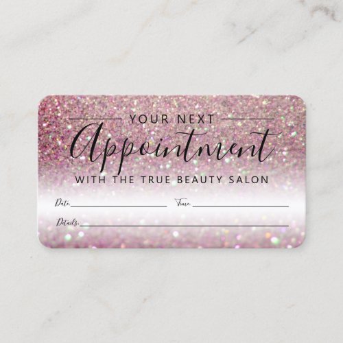 Elegant Sparkly Rose Pink Glitter Appointment Card