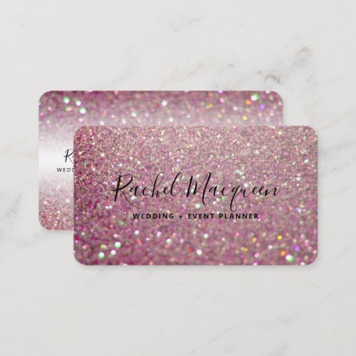 Elegant Sparkly Rose Pink Glitter Business Card