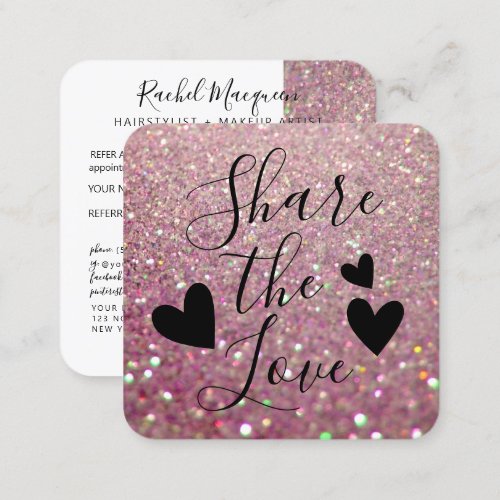 Elegant Sparkly Rose Pink Glitter Referral Card