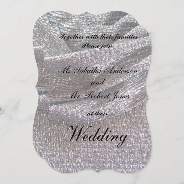 Elegant Sparkly Silver Wedding Invitations (Front/Back)