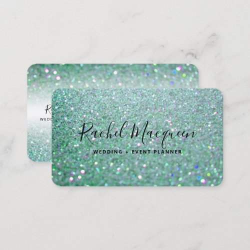 Elegant Sparkly Teal Green Glitter Business Card