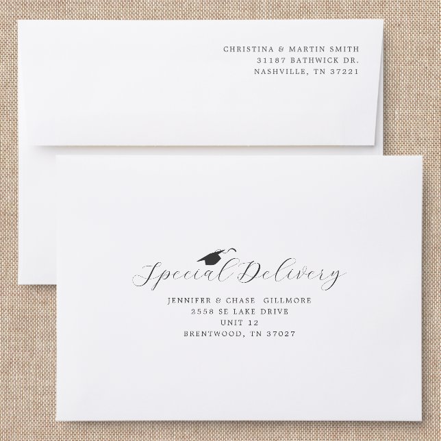 Elegant Special Delivery Graduate Addressed Envelopes (Linen)
