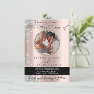 Elegant Special Rose Gold Photo Wedding Invitation