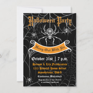 Elegant Spider Halloween Party Invitation