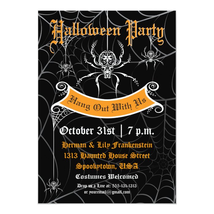 Elegant Spider Halloween Party Invitation | Zazzle