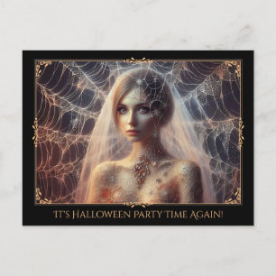 Elegant Spiderweb Girl Halloween Postcard Invite