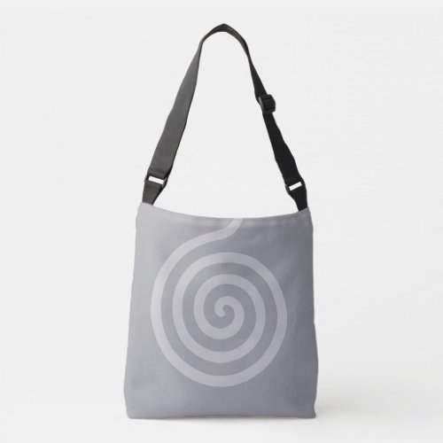 Elegant Spiral Circle on Quick Silver Gray Crossbody Bag