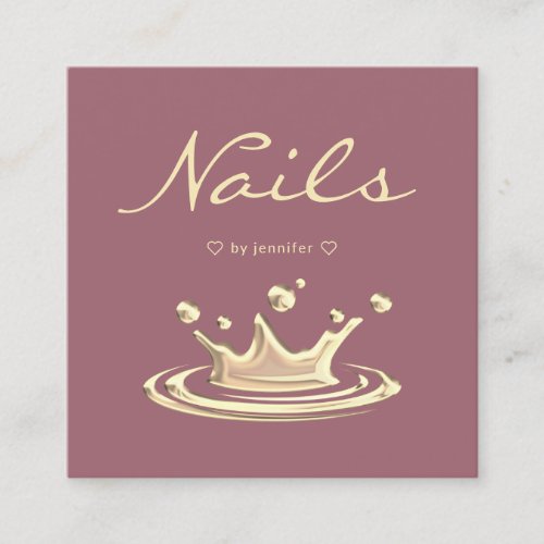 Elegant Splash Gold Polish Modern Nails Rose Square Business Card