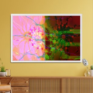 Elegant Split Heart Abstract Art Pink Red Green Framed Art