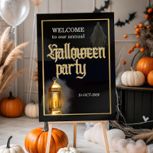 Elegant Spooky Black Gold Lantern Halloween Party