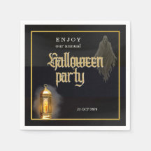 Elegant Spooky Black Gold Lantern Halloween Party