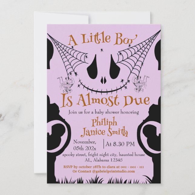 Elegant Spooky, Halloween Baby Shower  Invitation (Front)