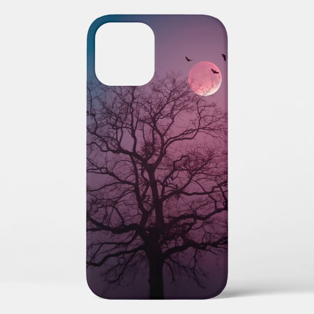Elegant Spooky Halloween Theme Tree Moon Artwork Case-Mate iPhone Case (Back)