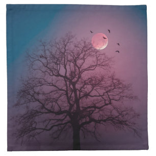 Elegant Spooky Halloween Theme Tree Moon Artwork Cloth Napkin