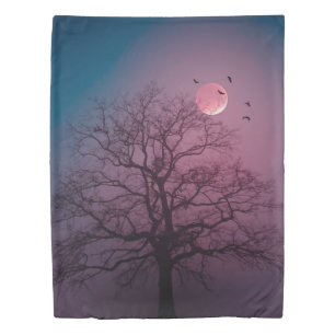 Elegant Spooky Halloween Theme Tree Moon Artwork Duvet Cover