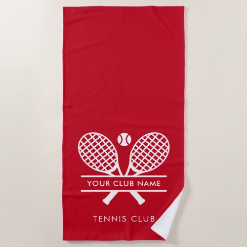 Elegant Sports Club Name Tennis Red Team Beach Towel