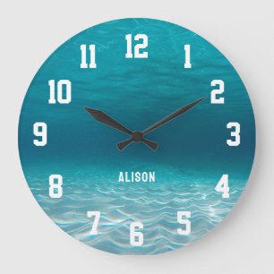 Elegant Sports Numbers Underwater Photo Personized Large Clock