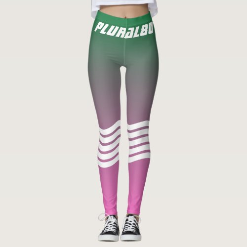 Elegant Sporty monogrammed green pink gradient  Leggings