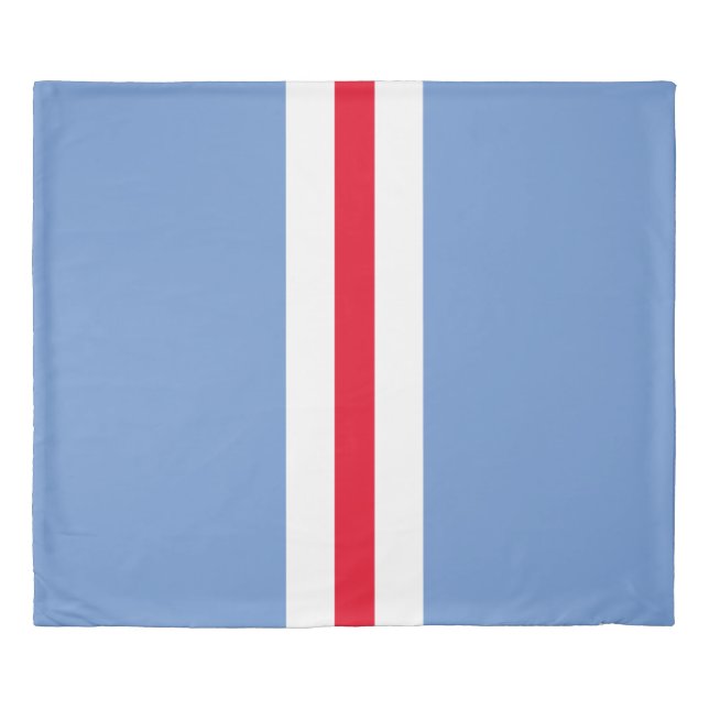 Elegant Sporty Red White Mid Stripes On Light Blue Duvet Cover (Front)