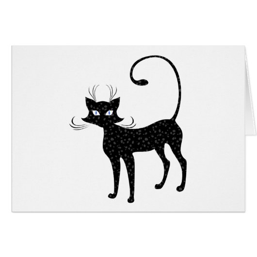 Elegant Spotted Black Cat Cards (Front Horizontal)