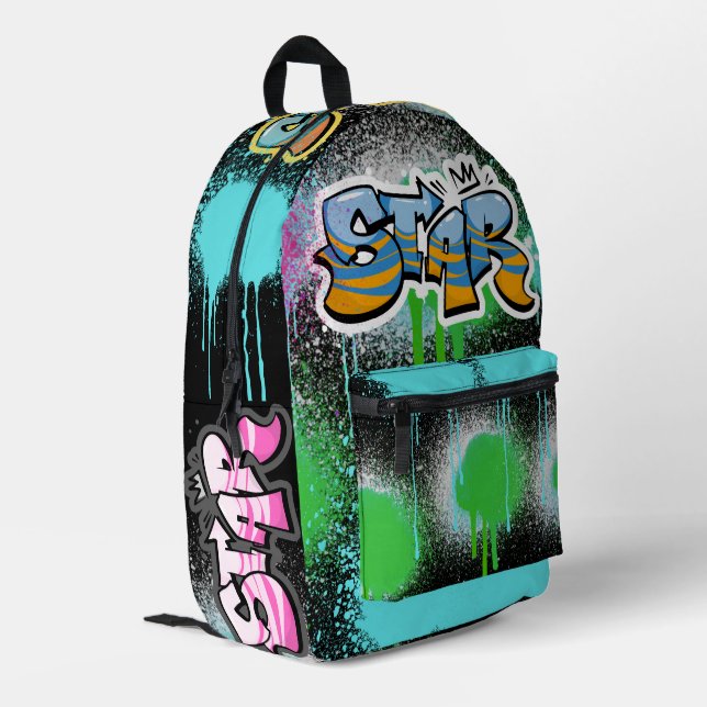 Elegant spray painting Colorful graffiti Black Printed Backpack (Back Corner Left)