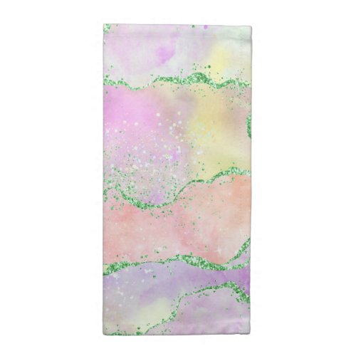 Elegant Spring Agate  Cute Green Pink and Yellow Cloth Napkin