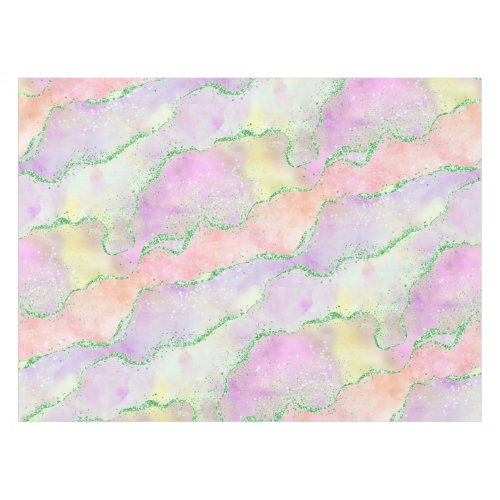 Elegant Spring Agate  Cute Green Pink and Yellow Tablecloth