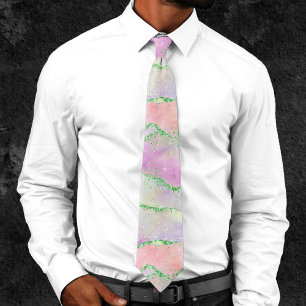 Elegant Spring Agate Playful Faux Green Glitter Neck Tie