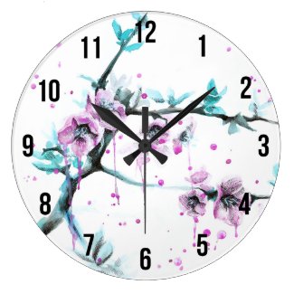 Elegant Spring blossom Pink floral Watercolor art