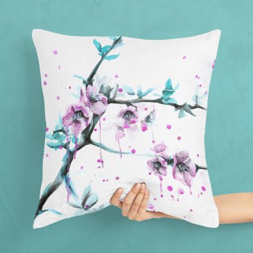 Elegant Spring blossom Pink floral Watercolor art