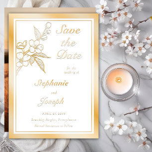 Elegant Spring Blossoms Photo White Save the Date Foil Invitation
