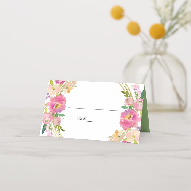 Elegant Spring Boho Blush Floral Place Card (Front)
