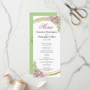 Elegant Spring Boho Floral Gold Reception Menu