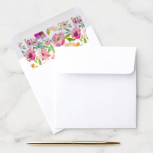 Elegant Spring Boho Floral Gold Square Wedding Envelope Liner