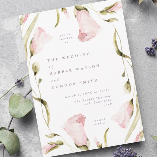Elegant Spring Boho Flower Wildflower Wedding Invitation (Creator Uploaded)
