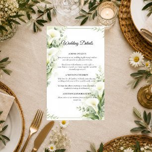 Elegant Spring Calla Lily Romance Wedding Enclosure Card