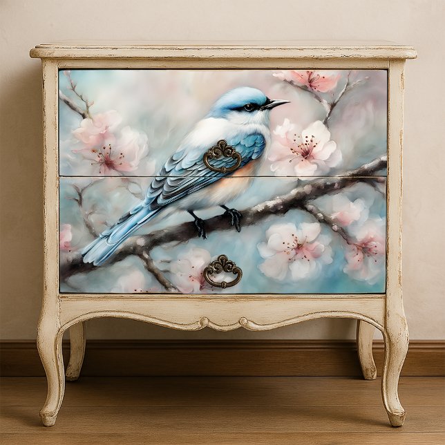 Elegant Spring Cherry Blossom Bluebird Decoupage Tissue Paper (Creator Uploaded)