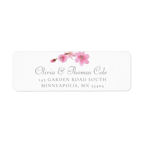 Elegant Spring Cherry Blossom Pink Return Address  Label