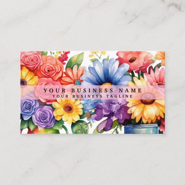 Elegant Spring Colorful Flowers Business Cards (Front)