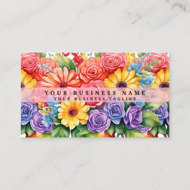 Elegant Spring Colorful Flowers Business Cards (Front)