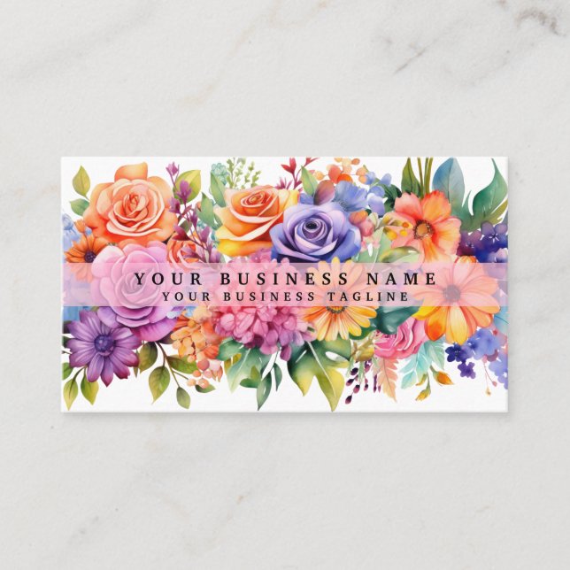 Elegant Spring Colorful Flowers Business Cards (Front)