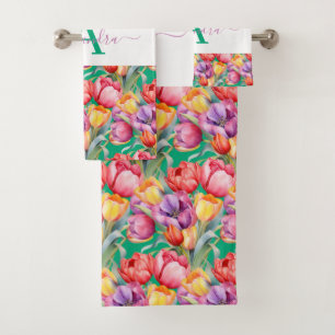 Elegant Spring Colors Tulips Towel Set