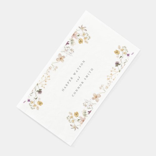 Elegant Spring Custom Text Wildflower Wedding Paper Guest Towels