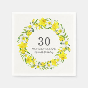 Elegant Spring Daffodil 30th Birthday Napkins