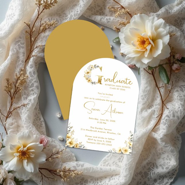 Elegant Spring Floral Beige Tones Graduation Party Invitation (Elegant Spring Floral Beige Tones Graduation Party Invitation Cards Design.)