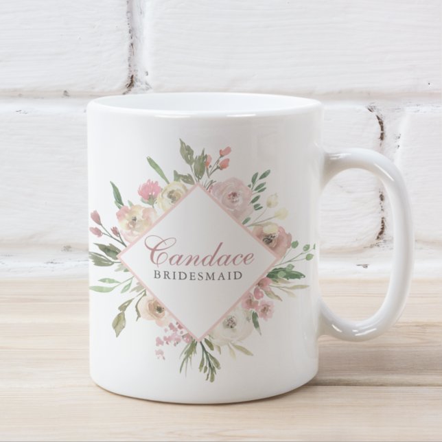 Elegant Spring Floral Blush Pink Peony Bridesmaid Coffee Mug