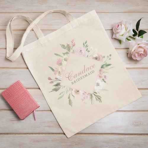 Elegant Spring Floral Blush Pink Peony Bridesmaid Tote Bag
